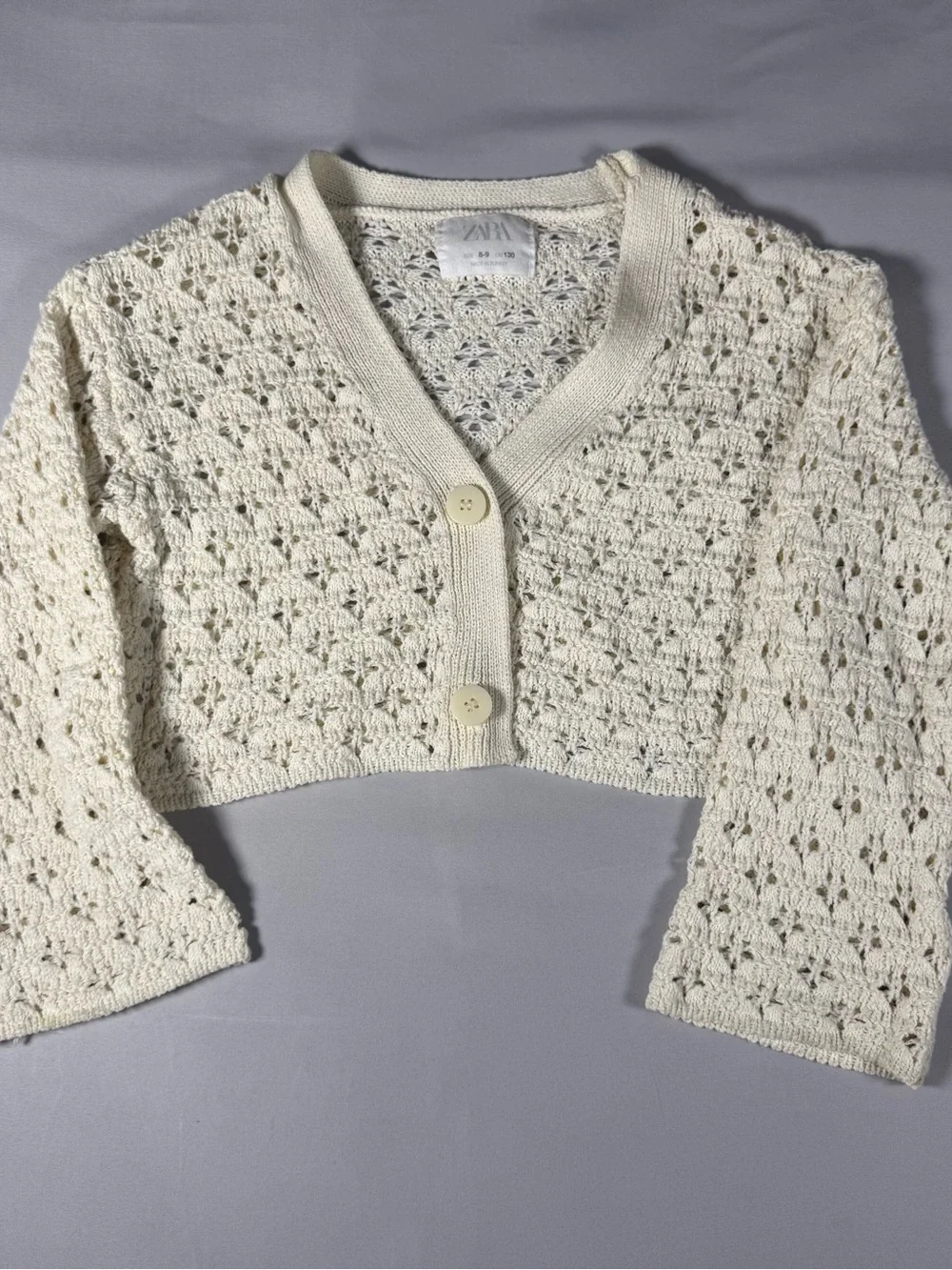 Zara Cream Crochet Cropped Cardigan